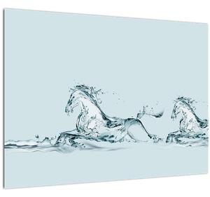 Kép - Vízcseppekből álló lovak (üvegen) (70x50 cm)
