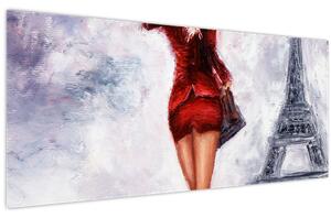 Kép - Nő és az Eiffel-torony (120x50 cm)
