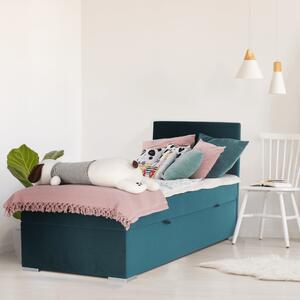 KONDELA Boxspring ágy, egyszemélyes, zöld, 80x200, jobbos, SAFRA
