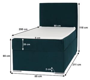 KONDELA Boxspring ágy, egyszemélyes, zöld, 80x200, jobbos, SAFRA