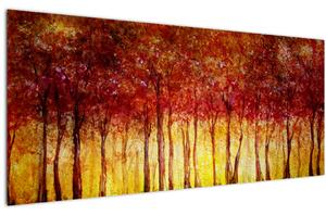 Kép - Lombhullató erdő festménye (120x50 cm)