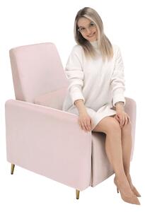 KONDELA Állítható relaxációs fotel, púder rózsaszín Velvet szövet, NAURO