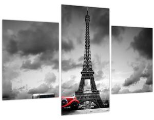 Kép - Az Eiffel-torony és a piros autó (90x60 cm)
