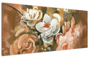 Kép - Festett csokor virág (120x50 cm)