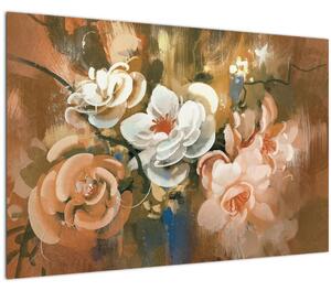 Kép - Festett csokor virág (90x60 cm)