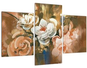 Kép - Festett csokor virág (90x60 cm)