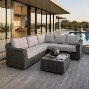 AVENBERG LIDO kerti rattan sarokgarnitúra, szürke