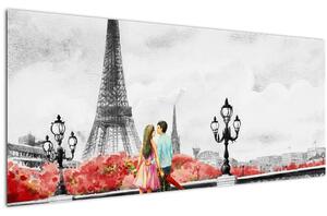 Kép - szerelmesek Párizsban (120x50 cm)