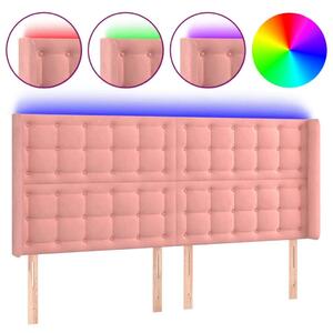 VidaXL rózsaszín bársony LED-es fejtámla 163x16x118/128 cm