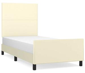 VidaXL krémszínű műbőr ágykeret fejtámlával 100 x 200 cm