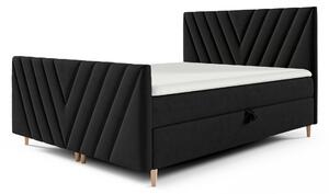 Wilsondo BENO PLUS kárpitozott boxspring franciaágy - fekete Méret: 200x200