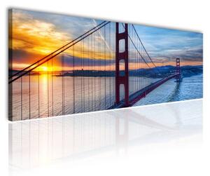 100x70 cm - Naplemente és a Golden Gate híd vászonkép
