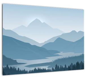Kép - a hegyek grafikája (70x50 cm)