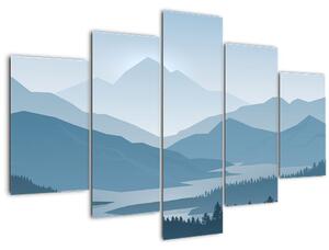 Kép - a hegyek grafikája (150x105 cm)