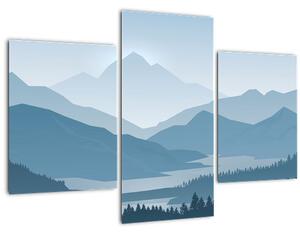 Kép - a hegyek grafikája (90x60 cm)