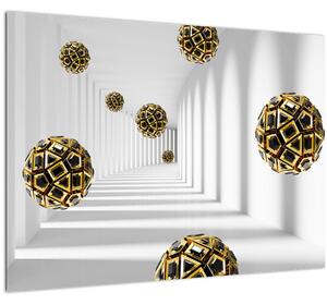 Absztrakt kép a futball-labdák (üvegen) (70x50 cm)