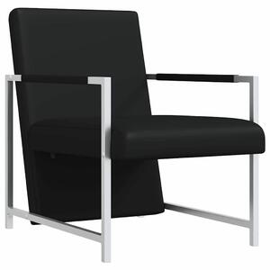 Modern Karosszék - Fekete Műbőr - Króm Lábak