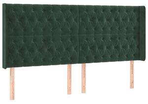 Bársony Ágyfejtámla LED-es - Sötétzöld - 183cm
