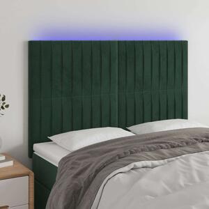 VidaXL Sötétzöld Bársony Ágyfejtámla LED-es - 144x128cm