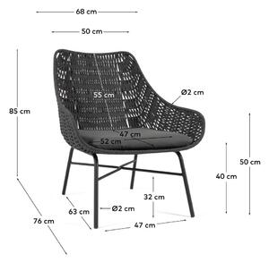 Abeli fekete kézzel készített kültéri fotel - Kave Home