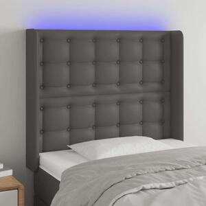 VidaXL LED Ágyfejtámla - Szürke Műbőr - 93x16x118/128cm