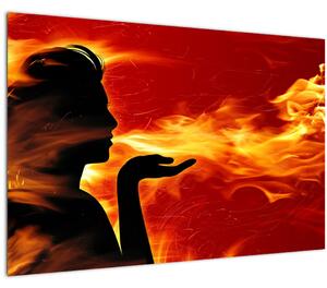 Egy nő képe lángokkal (90x60 cm)