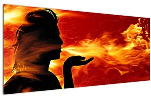 Egy nő képe lángokkal (120x50 cm)