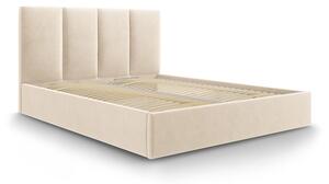Juniper bézs bársony kétszemélyes ágy, 140 x 200 cm - Mazzini Beds