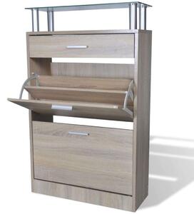 VidaXL Cipőtartó Szekrény - Fiókkal és Üvegpolccal - 63x24x104 cm