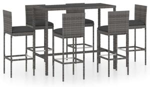 VidaXL Kerti Bárszett - 7 darabos - Szürke Polyrattan