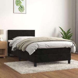 VidaXL Fekete Bársony Ágy Matraccal - 100x200 cm