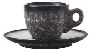 Caviar Granite fekete kerámia csésze és csészealj, 80 ml - Maxwell & Williams