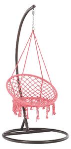 KONDELA Függő szék, pamut+fém/rózsaszín, AMADO 2 NEW