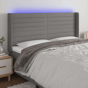 VidaXL sötétszürke szövet LED-es fejtámla 203x16x118/128 cm