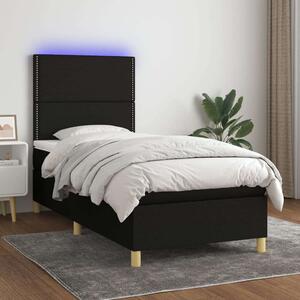 VidaXL LED-es Ágy - Fekete Szövet - 90x190 cm