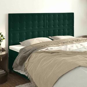 VidaXL 4 db sötétzöld bársony fejtámla 80 x 5 x 78/88 cm