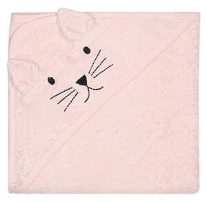Cat rózsaszín pamut kapucnis gyerek törölköző - Kindsgut