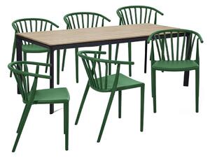 Capri zöld 6 személyes kerti étkezőszett székekkel és Thor asztallal, 210 x 90 cm - Bonami Selection