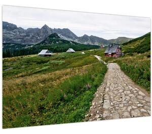 Kép - Hegyi táj házakkal (90x60 cm)