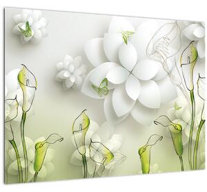 Kép virággal (üvegen) (70x50 cm)