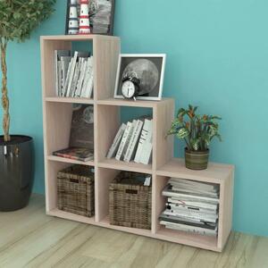 Tölgyszínű lépcsős könyvespolc/vitrines polc 107 cm