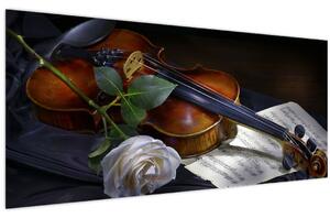 Kép - Rózsa és hegedű (120x50 cm)