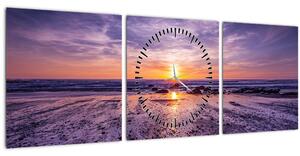 Tengerparti kép - naplemente (órával) (90x30 cm)