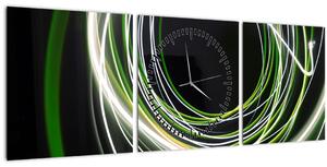 Kép zöld vonalak (órával) (90x30 cm)