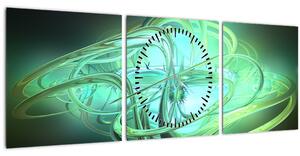 Zöld absztrakció kép (órával) (90x30 cm)