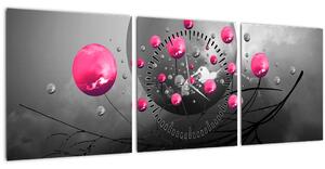 Rózsaszín absztrakt gömbök képe (órával) (90x30 cm)