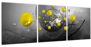 Kép- sárga absztrakt gömbök (órával) (90x30 cm)