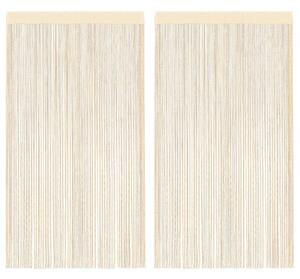 2 db krémszínű zsinórfüggöny 140 x 250 cm