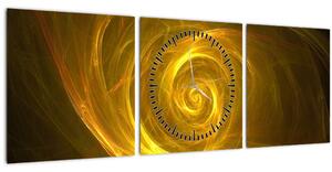 Absztrakt sárga spirál képe (órával) (90x30 cm)