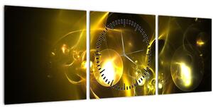 Absztrakt kép sárga gömbök (órával) (90x30 cm)